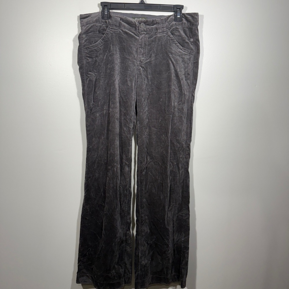 Eddie Bauer Gray Velvet Pants Size 8 Casual Outdoor Wide‎ Leg Trousers